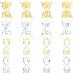 DICOSMETIC 8Pcs 2 Style 201 Stainless Steel Pendants, Laser Cut, Sand Clock, Golden & Stainless Steel Color, 4pcs/style(STAS-DC0001-80)