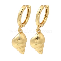 Rack Plating Brass Hoop Earrings, Cadmium Free & Lead Free, Long-Lasting Plated, Shell Shape, Real 18K Gold Plated, 26x9.5mm(EJEW-B062-43G)