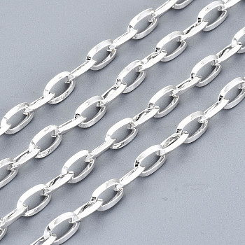 304 Stainless Steel Cable Chains, with Spool, Unwelded, Oval, Silver, 6.5x4x1mm, about 32.8 Feet(10m)/roll
