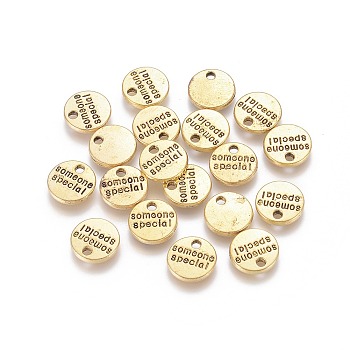 Tibetan Style Alloy Flat Round Carved Word Someone Special Charms, Cadmium Free & Lead Free, Antique Golden, 10x1.5mm, Hole: 1.5mm, about 1350pcs/1000g