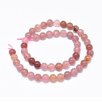 Natural Strawberry Quartz Gemstone Beads Strands, Round, 8mm, Hole: 0.8mm, about 50pcs/strand, 15.7 inch(40cm)