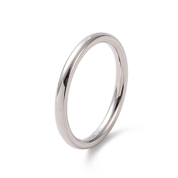 201 Stainless Steel Simple Thin Plain Band Ring for Women, Stainless Steel Color, Inner Diameter: 17mm