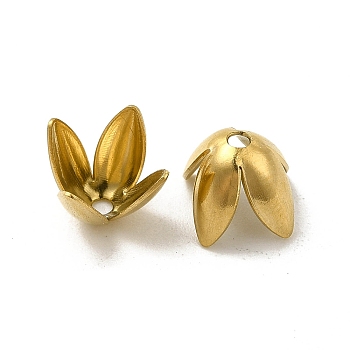 304 Stainless Steel Bead Caps, 4--Petal, Flower, Golden, 9x9x6.5mm, Hole: 1.4mm