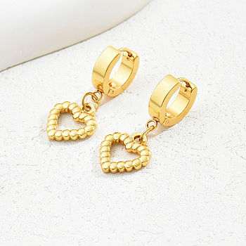 Fashionable Heart-shaped Hoop Earrings, High-quality Jewelry for Women, Real 18K Gold Plated, 32x14mm