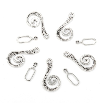 Alloy Hook and Eye Clasps, Cadmium Free & Lead Free, Antique Silver Color, 13.5x25.5x1.5mm 6x16.5x1mm, hole: 2mm, Bar: 6mm wide, 16.5mm long, 1mm thick, hole: 2mm.