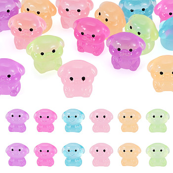18Pcs 6 Colors Luminous Resin Pig Diaplay Decoration, Micro Landscape Dollhouse Accessories, Pretending Prop Decorations, Glow in the Dark, Mixed Color, 14x21x19mm, 3pcs/color