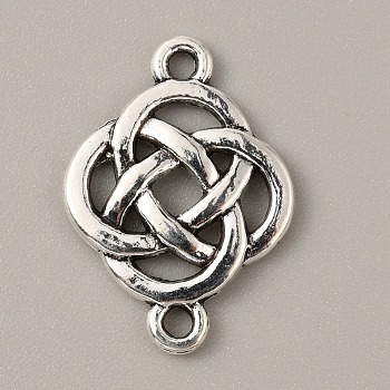 Tibetan Style Alloy Knot Connector Charms, , Flower Pattern, 25x18x2mm, Hole: 2mm