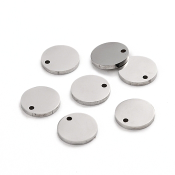 304 Stainless Steel Charms, Polished, Stamping Blank Tag, Laser Cut, Flat Round, Stainless Steel Color, 8x1mm, Hole: 0.8mm