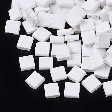 5mm White Rectangle Glass Beads