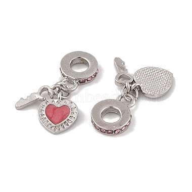 Rack Plating Alloy Light Rose Rhinestone European Dangle Charms(FIND-C055-27P-04)-2