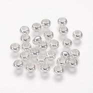 Brass Spacer Beads, Rondelle, Silver Color Plated, Size: about 6mm in diameter, 4mm thick, hole: 3mm(X-KK-Q083-S)