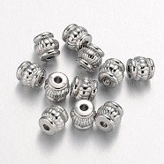 Tibetan Style Beads, Cadmium Free & Nickel Free & Lead Free, Barrel, Platinum, 5x5x5mm, Hole: 1.5mm(TIBEB-Q043-P-FF)