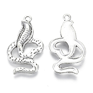 Tibetan Style Alloy Pendants, Cadmium Free & Lead Free, Snake, Antique Silver, 33.5x19x3mm, Hole: 2mm, about 180pcs/500g(TIBEP-Q088-002AS-RS)
