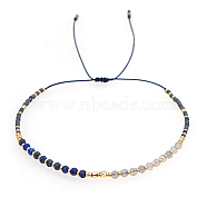 Natural Lapis Lazuli & Glass Seed Braided Bead Bracelets, Adjustable Bracelet, Blue, No Size
(HR1333-3)