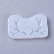 Food Grade Silicone Molds, Resin Casting Molds, For UV Resin, Epoxy Resin Jewelry Making, Deer Horn, White, 34x58x8mm, Deer Horn: 25x25mm(DIY-L026-017)