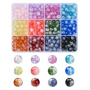 360Pcs 12 Colors Transparent Crackle Baking Painted Glass Beads Strands, Imitation Opalite, Round, Mixed Color, 8.5x7.5mm, Hole: 1.5mm, 30pcs/color(DGLA-YW0001-12)