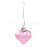 Valentine's Day Electroplate Plastic Heart Pendants Decorations, Nylon Rope Christmas Tree Hanging Ornaments, Pink, 150mm, 12pcs/box(KY-D020-02F)