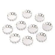 304 Stainless Steel Cabochon Settings, Lace Edge Bezel Cups, Flat Round, Stainless Steel Color, 11x3mm Tray: 10mm(STAS-Y001-09G-P)