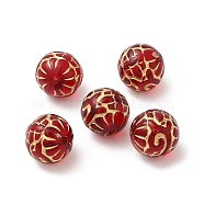 Plating Acrylic Beads, Golden Metal Enlaced, Round, Red, 12mm, Hole: 1.7mm, about 510pcs/500g(OACR-C016-08)