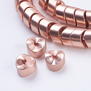 Non-magnetic Synthetic Hematite Beads Strands, Frosted, Wave, Rose Gold Plated, 8x5mm, Hole: 1.5mm, about 98pcs/strand, 16.1 inch(41cm)(G-F540-B04)