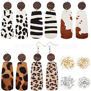 DIY Rectangle Earring Making Kit, Including Cowhide Leather Big Pendants, Brass Earring Hooks, 304 Stainless Steel Jump Rings, Mixed Color, 130Pcs/box(DIY-OC0009-82)