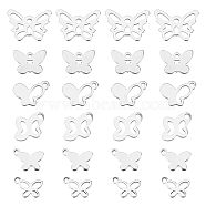 300Pcs 6 Style 201 Stainless Steel Charms, Butterfly, Stainless Steel Color, 50pcs/style(STAS-DC0002-12)