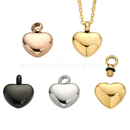 4Pcs 4 Colors Openable 316 Stainless Steel Memorial Urn Ashes Charms, Heart, Mixed Color, 14.5x12x6mm, Hole: 3mm, 1pc/color(STAS-CA0001-73)