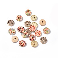 Round Painted 4-hole Basic Sewing Button, Wooden 1 inch Buttons, Mixed Color, about 25mm in diameter, 100pcs/bag(NNA0Z9A)