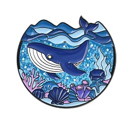 Enamel Pins, Alloy Lapel Pin Backs for Backpack Clothes, Black, Whale, 40x43mm(JEWB-L023-06A-EB)