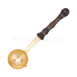 Brass Wax Sticks Melting Spoon, with Wood Handle, Golden, 97x25x17.5mm(AJEW-I043-02G)