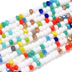 Glass Beads Strands, Faceted, Rondelle, Colorful, 2~3.2x1.8~2.6mm, Hole: 0.8mm, about 185~186pcs/Strand, 15.55~15.75 inch(39.5~40cm)(GLAA-F106-B-12)
