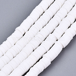 Handmade Polymer Clay Beads Strands, for DIY Jewelry Crafts Supplies, Heishi Beads, Disc/Flat Round, White, 6x0.5~1mm, Hole: 1.8mm, about 320~447pcs/strand, 15.75 inch~16.14 inch(40~41cm)(X-CLAY-R089-6mm-077)
