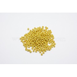 Electroplate Glass Seed Beads, Round Hole Rocailles, Golden Plated, 3.5~5.5mm in diameter, 2.5~6.8mm thick, Hole: 1mm, about 6140pcs/pound(SEED-Q005-3)