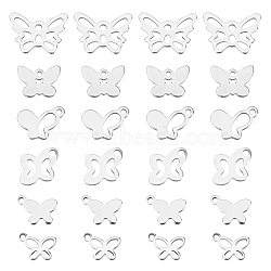 300Pcs 6 Style 201 Stainless Steel Charms, Butterfly, Stainless Steel Color, 50pcs/style(STAS-DC0002-12)