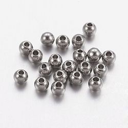 Stainless Steel Beads, Solid Round, Stainless Steel Color, 3mm, Hole: 1mm(X-STAS-R033-3mm)
