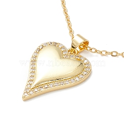 Clear Cubic Zirconia Heart Pendant Necklace, 304 Stainless Steel Jewelry for Women, Golden, 17.72 inch(45cm)(NJEW-O125-15G)