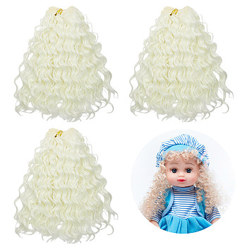 High Temperature Fiber Long Noodles Perm Curly Hairstyle Doll Wig Hair, for DIY Girl BJD Makings Accessories, Beige, 250x100x43mm