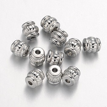 Tibetan Style Beads, Cadmium Free & Nickel Free & Lead Free, Barrel, Platinum, 5x5x5mm, Hole: 1.5mm