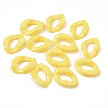 Opaque Acrylic Linking Rings, Quick Link Connectors, For Jewelry Curb Chains Making, Twist, Yellow, 23x16.5x4.5mm, Inner Diameter: 13x6.5mm, about 820pcs/500g