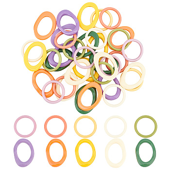 40Pcs 10 Style Resin Linking Rings, Irregular Oval and Round Ring, Mixed Color, 30.5~40x29~30.5x3.5~4mm, Inner Diameter: 27x18.5mm, 4pcs/style