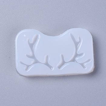 Food Grade Silicone Molds, Resin Casting Molds, For UV Resin, Epoxy Resin Jewelry Making, Deer Horn, White, 34x58x8mm, Deer Horn: 25x25mm