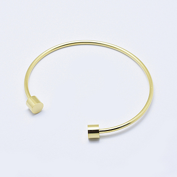 Eco-Friendly 316 Surgical Stainless Steel Cuff Bangle Making, with Removable Column Beads, Long-Lasting Plated, Real 18K Gold Plated, 2-1/2 inch(6.3cm)