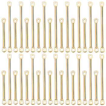 DICOSMETIC 80Pcs 2 Styles Brass Connector Charms, Bar, Real 18K Gold Plated, 20~30x2x1.5mm, Hole: 1mm, 40pcs/style