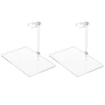 Plastic Model Assembled Action Figure Display Holders, Doll Model Support Stands, with Iron Findings and Rectangle Base, Clear, 0.95~15x0.55~10x0.2~1cm