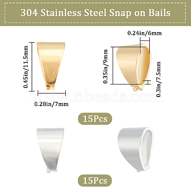 30Pcs 2 Colors 304 Stainless Steel Snap on Bails(STAS-BBC0002-80)-2