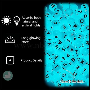 104 Pcs Luminous Cube Silicone Beads Letter Square Dice Alphabet Beads with 2mm Hole Spacer Loose Letter Beads for Bracelet Necklace Jewelry Making(JX439A)-7