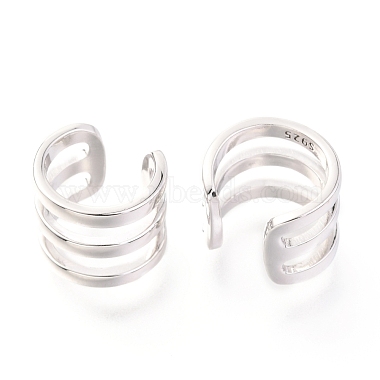 Rhodium Plated 925 Sterling Silver Cuff Earrings(EJEW-H124-12P)-2