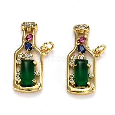 Real 18K Gold Plated Mixed Color Bottle Brass+Cubic Zirconia Pendants