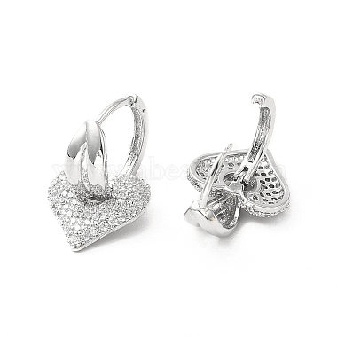 Boucles d'oreilles pendantes en forme de cœur et de feuilles avec zircons cubiques transparents pour la Saint-Valentin(EJEW-G327-06P)-2