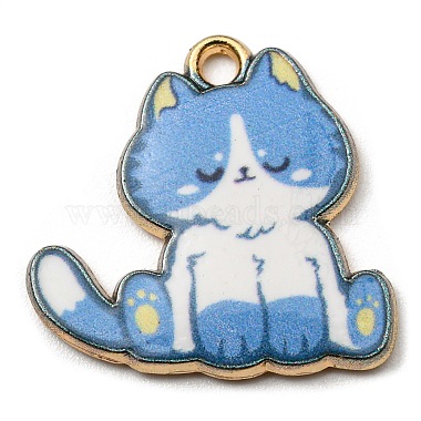 Golden Cornflower Blue Cat Shape Alloy Pendants